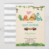 Baby dinosaurus schattige uitnodiging (Voorkant / Achterkant)