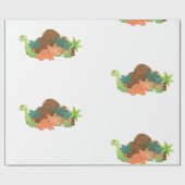 Baby Dinosaurus Verjaardagsfeest Cadeaupapier (Vlak)