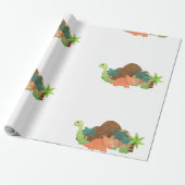 Baby Dinosaurus Verjaardagsfeest Cadeaupapier (Uitgerold)