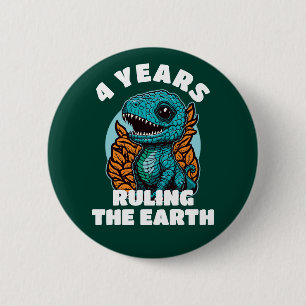 Baby Dinosaurus Vier jaar oud Verjaardag Ronde Button 5,7 Cm