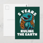 Baby Dinosaurus Vijf Jaar Oud Verjaardag Briefkaart (Voorkant / Achterkant)