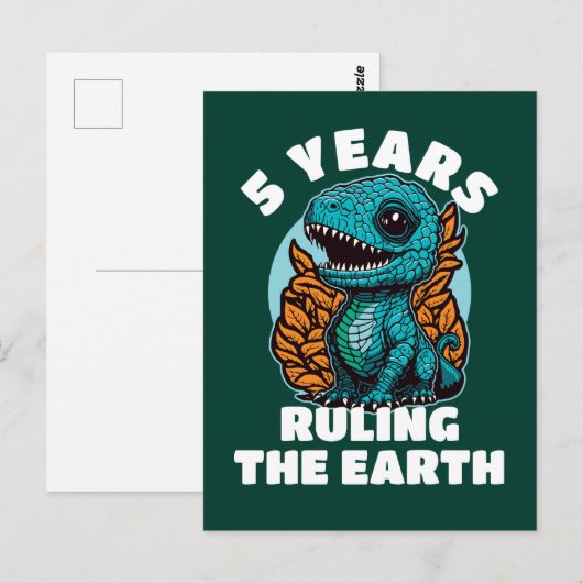 Baby Dinosaurus Vijf Jaar Oud Verjaardag Briefkaart (Voorkant / Achterkant)