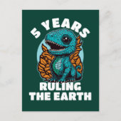 Baby Dinosaurus Vijf Jaar Oud Verjaardag Briefkaart (Voorkant)
