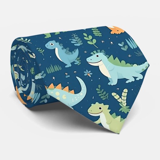 Baby-dinosauruspatroon Stropdas (Opgerold)