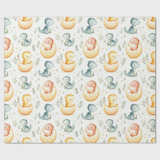 Baby dinosaurussen en baby shower inpakpapier (Vlak)