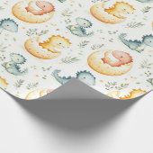Baby dinosaurussen en baby shower inpakpapier (Hoek)