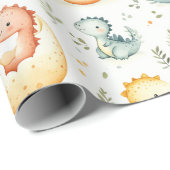 Baby dinosaurussen en baby shower inpakpapier (Rol Hoek)