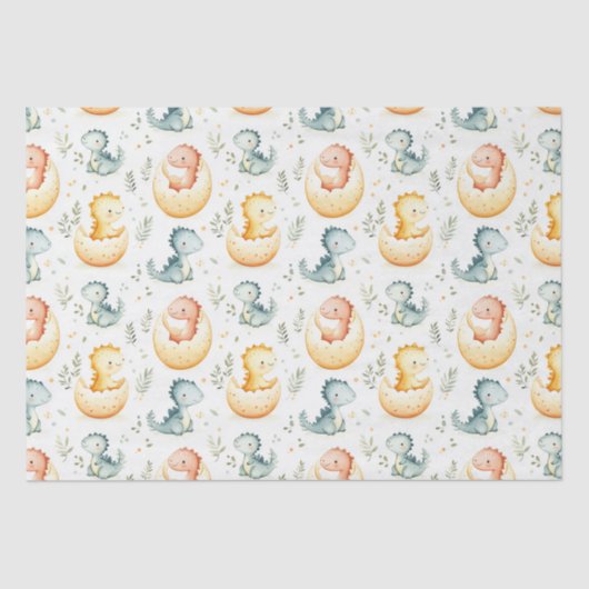 Baby dinosaurussen en baby shower tissuepapier (Voorkant)