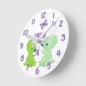 Baby dinosaurussen en botervliegen ronde klok (Hoek)