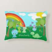 Baby dinosaurussen met buistraten, regenboog en zo accent kussen (Achterkant)