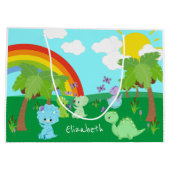 Baby dinosaurussen met buistraten, regenboog en zo groot cadeauzakje (Achterkant)