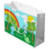 Baby dinosaurussen met buistraten, regenboog en zo groot cadeauzakje (Achterkant Gekanteld)