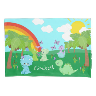 Baby dinosaurussen met buistraten, regenboog en zo kussensloop