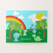 Baby dinosaurussen met buistraten, regenboog en zo legpuzzel (Horizontaal)