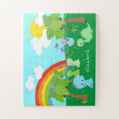 Baby dinosaurussen met buistraten, regenboog en zo legpuzzel (Verticaal)