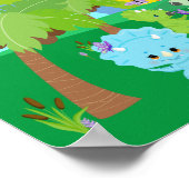 Baby dinosaurussen met buistraten, regenboog en zo poster (Hoek)