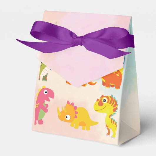 Baby Dinosaurussen met pastelachtergrond Bedankdoosjes (Voorkant Zijde)