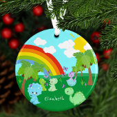 Baby dinosaurussen met vlinders, regenboogkerst ornament