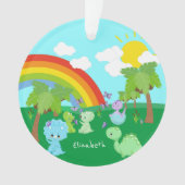 Baby dinosaurussen met vlinders, regenboogkerst ornament (voorkant)