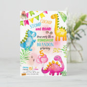 Baby Dinosaurussen Verjaardag Kaart (Staand voorkant)