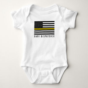 Baby Dispatcher Thin Yellow Line American Flag Romper
