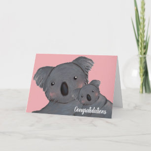 Baby Dochter Gefeliciteerd Koala Pink Kaart