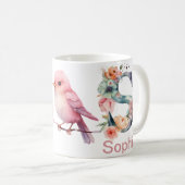 Baby Dog Fotonaam Letter S Floral Monogram Vogel Koffiemok (Voorkant rechts)