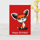 Baby Dog Fox Happy Birthday Kaart (Gele Bloem)