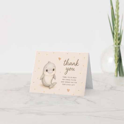 Baby Dolfijn Baby Shower Bedankkaart (Voorkant)