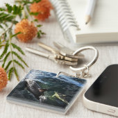 Baby Dolfijn Met Moeder Oceaan Natuur Cadeau Sleutelhanger (Voorkant Rechts)