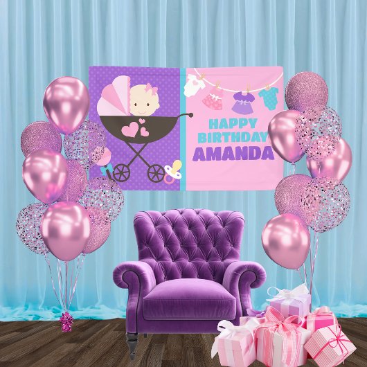 Baby Doll Happy Birthday Banner