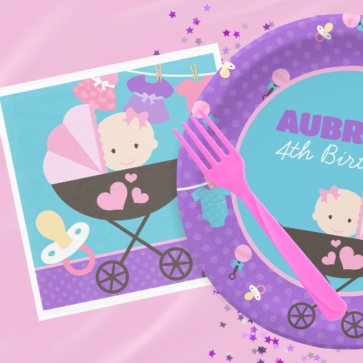 Baby Doll Verjaardag Gepersonaliseerde Party Paper Papieren Bordje