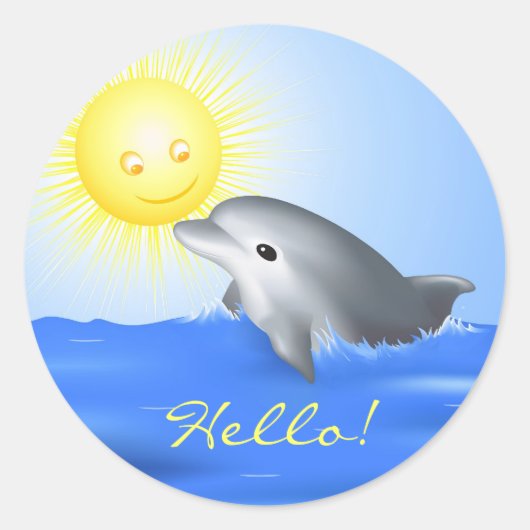 Baby Dolphin Ronde Sticker (Voorkant)