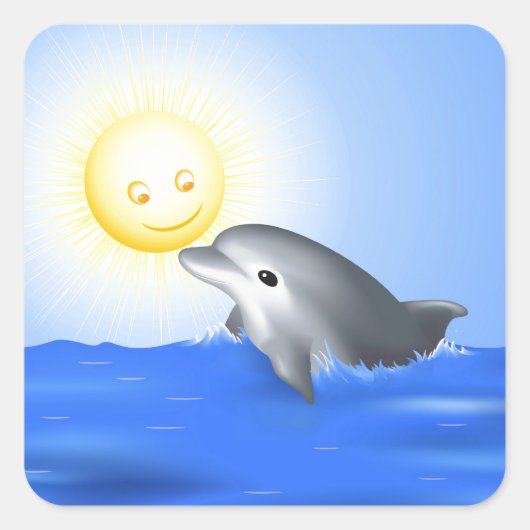 Baby Dolphin Vierkante Sticker (Voorkant)