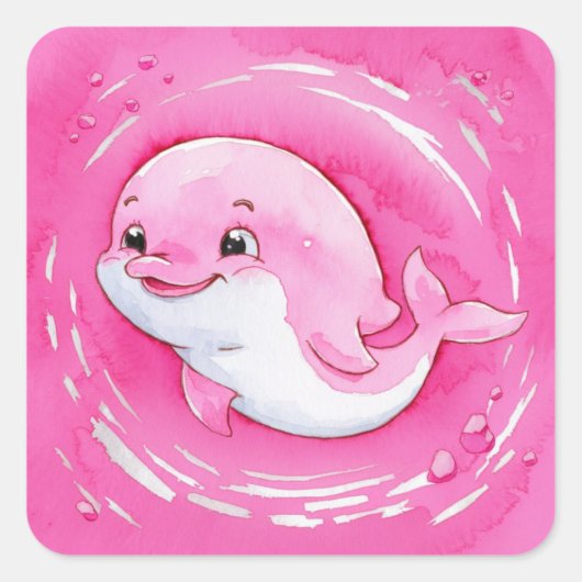 Baby Dolphin Vierkante Sticker (Voorkant)