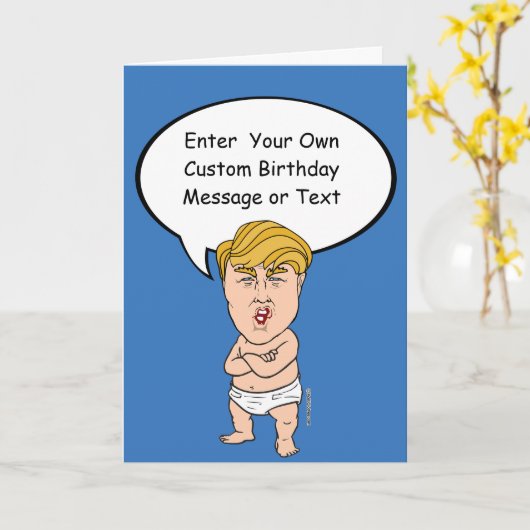 Baby Donald Trump Birthday Kaart - Pas uw systeem  (Gele Bloem)