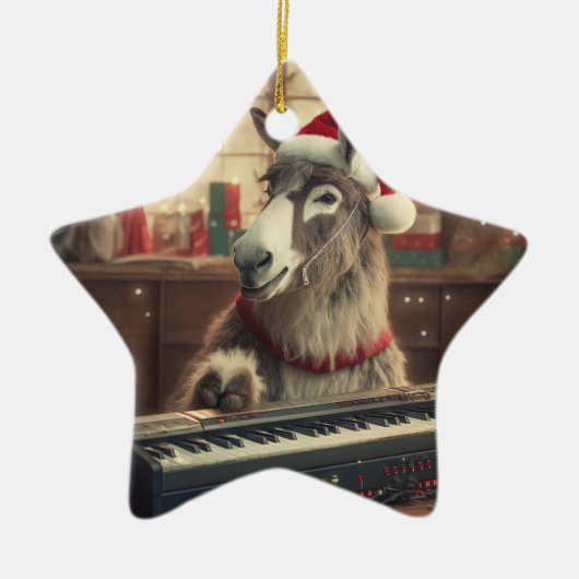 Baby Donkey familie Ornament, Donkey Lovers gesche Keramisch Ornament (Voorkant)