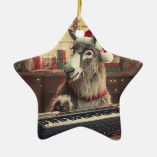 Baby Donkey familie Ornament, Donkey Lovers gesche Keramisch Ornament (Achterkant)