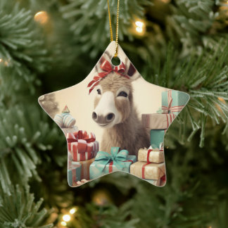 Baby Donkey familie Ornament, Donkey Lovers gesche Keramisch Ornament