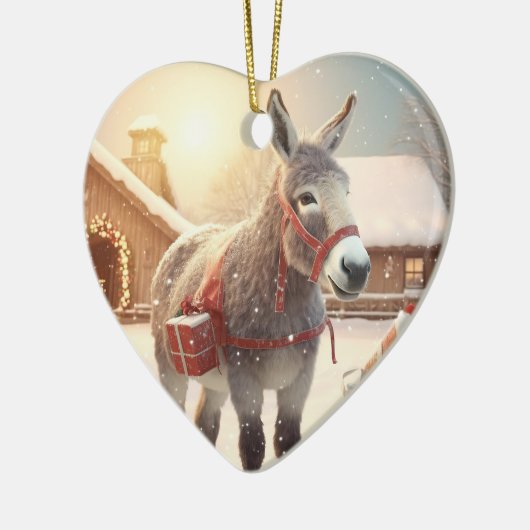 Baby Donkey familie Ornament, Donkey Lovers gesche Keramisch Ornament (Links)