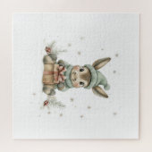 Baby Donkey in de winter Santa Hat Gift 4 Legpuzzel (Horizontaal)