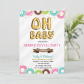 Baby Donut gender reveal party uitnodiging (Staand voorkant)