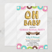 Baby Donut gender reveal party uitnodiging (Voorkant / Achterkant)