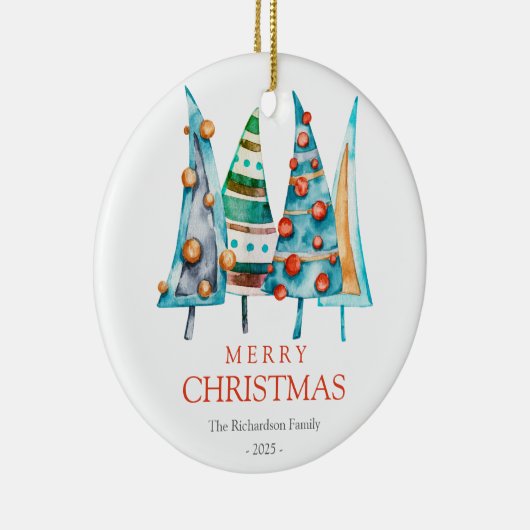 Baby Doodle Pine Kerstboom geschenken Keramisch Ornament (Rechts)