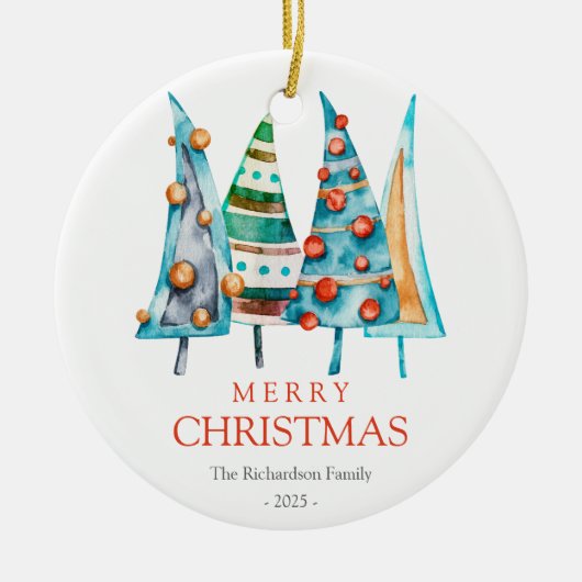 Baby Doodle Pine Kerstboom geschenken Keramisch Ornament (Voorkant)