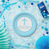 Baby doop eerste verjaardag Blue Cross Boy Papieren Bordje (Feest)