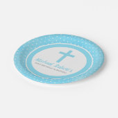 Baby doop eerste verjaardag Blue Cross Boy Papieren Bordje (Gekanteld)