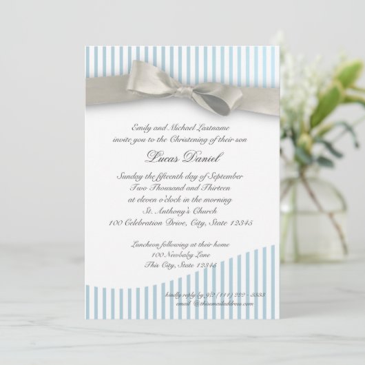 Baby dooppenstreep met boog kaart (Staand voorkant)