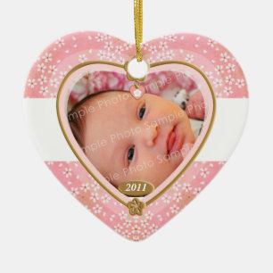 Baby Double Sided Photo Heart Lijst Keramisch Ornament
