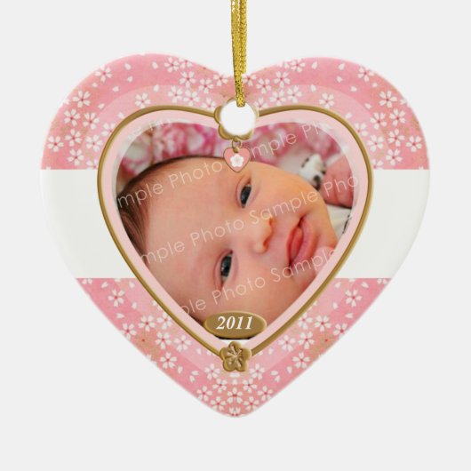 Baby Double Sided Photo Heart Lijst Keramisch Ornament (Voorkant)